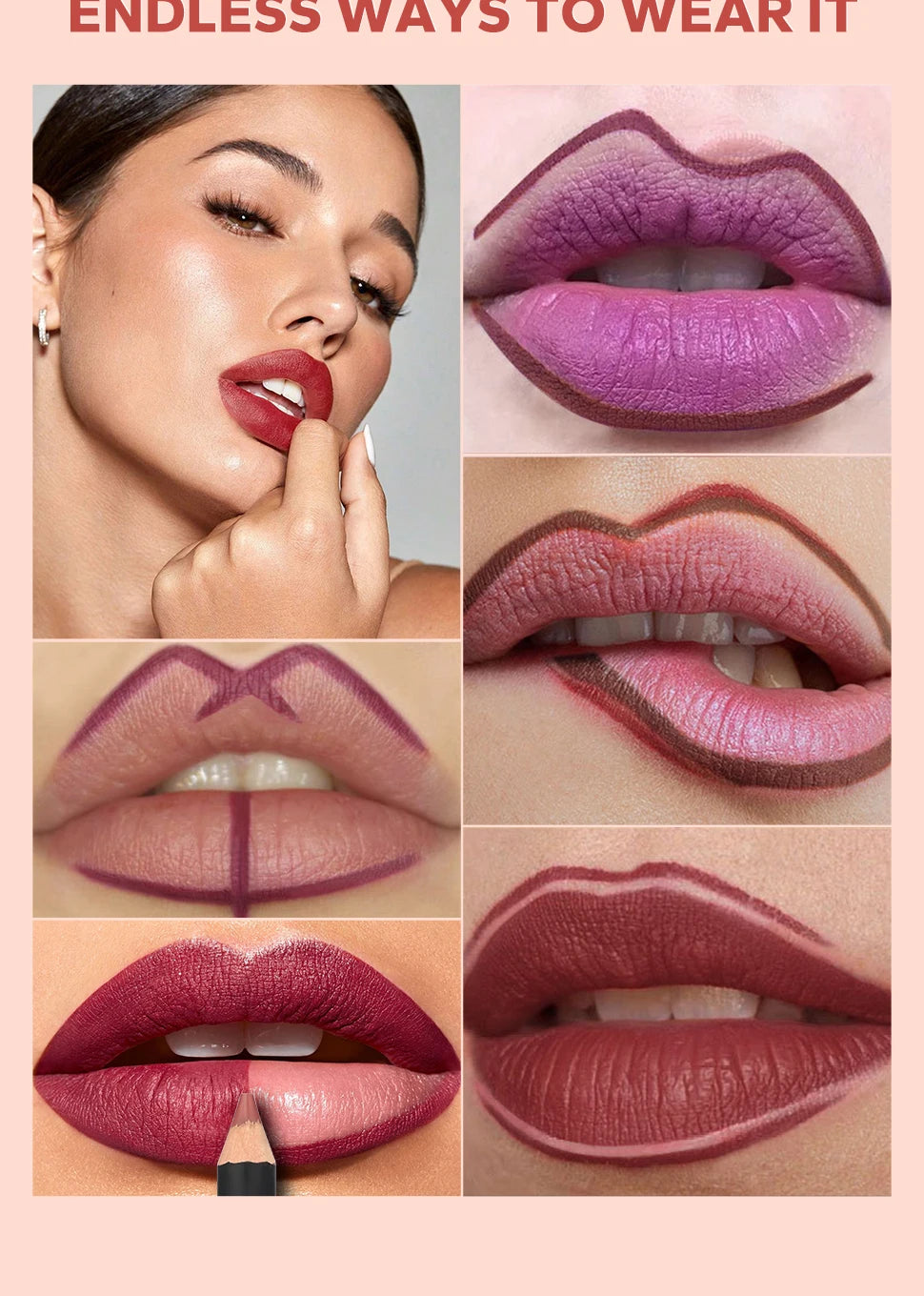 4-piece wood lipstick set with long-lasting velvet matte nude brown colors for waterproof, professional lip makeup.