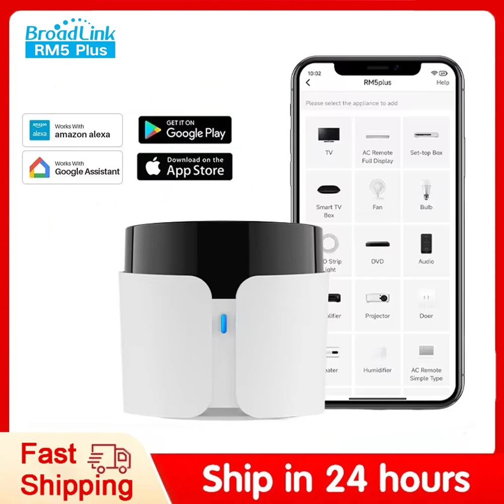 Broadlink RM5 Plus Universal Infrared Remote WiFi Smart Home Remote for TV AC Fans Voice Control Support Alexa Google Assistant