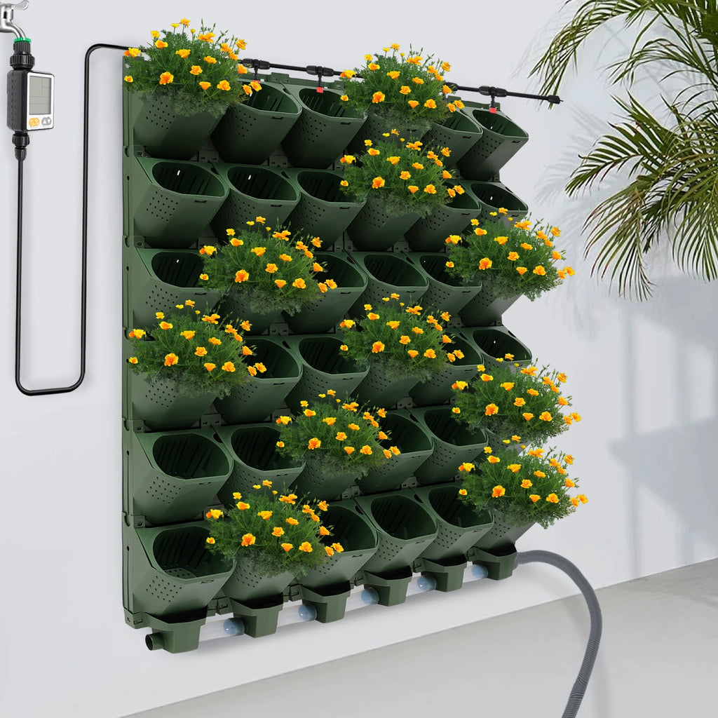 36 Cups Vertical Wall Planter Kit W/Auto Drip Irrigation Smart Timer & LCD Display Home Garden Grow Bag Garden Planter