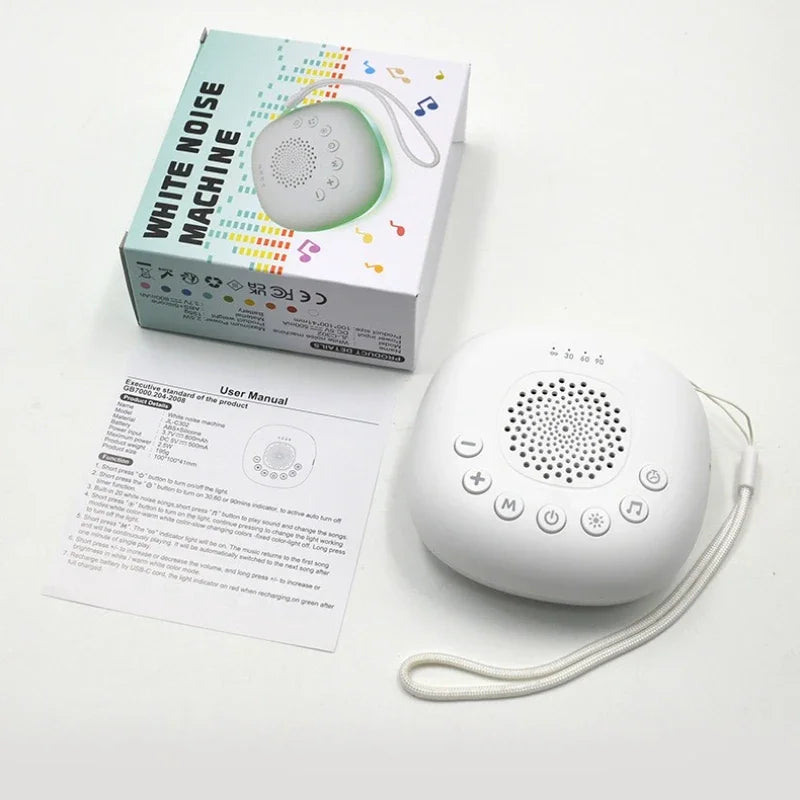 White Noise Machine Portable Baby Sleep Machine Soothing Sounds Sleep Therapy Sound Monitor Generator for Babies Adult Relax