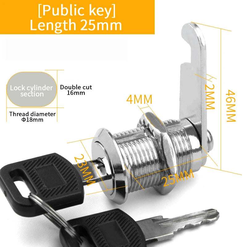 5Set Security Lock Metal Cylinder Cabinet Locker Cam Lock With Keys Security Mailbox Lock Drawer 16mm/20MM/25MM/30MM