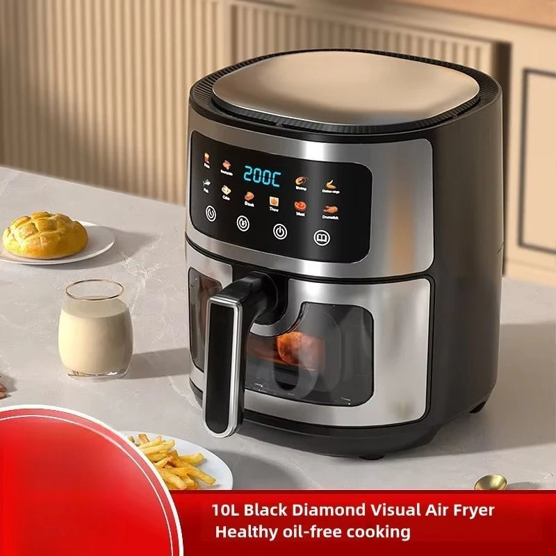 Wholesale 10L Black Air Fryer Fast Healthy Oil-Free,Visual Window ,Make Snacks, Pastries, and Finger Foods,Household Party Use