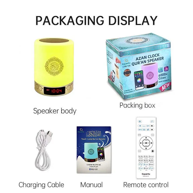 Azan Clock Quran Muslim Islamic Arab Koran Ramadan Bluetooth Speaker Wireless Portable Bright Lamp Holy Night Light Islam Arabic