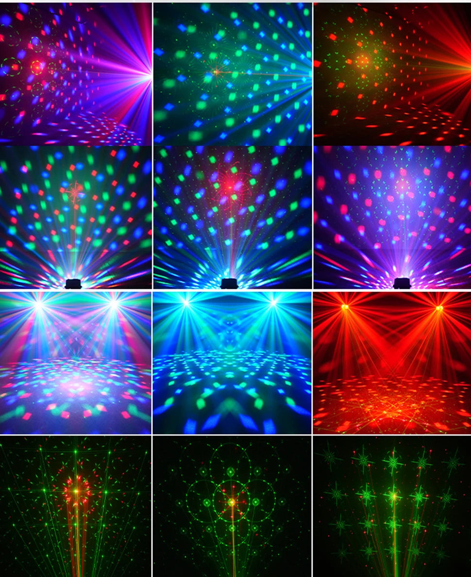 Dj Party Disco Ball Lights with Pattern and Sound Activated LED Stage Strobe Light Christmas Rave/Home Karaoke/Dance/Club Bar