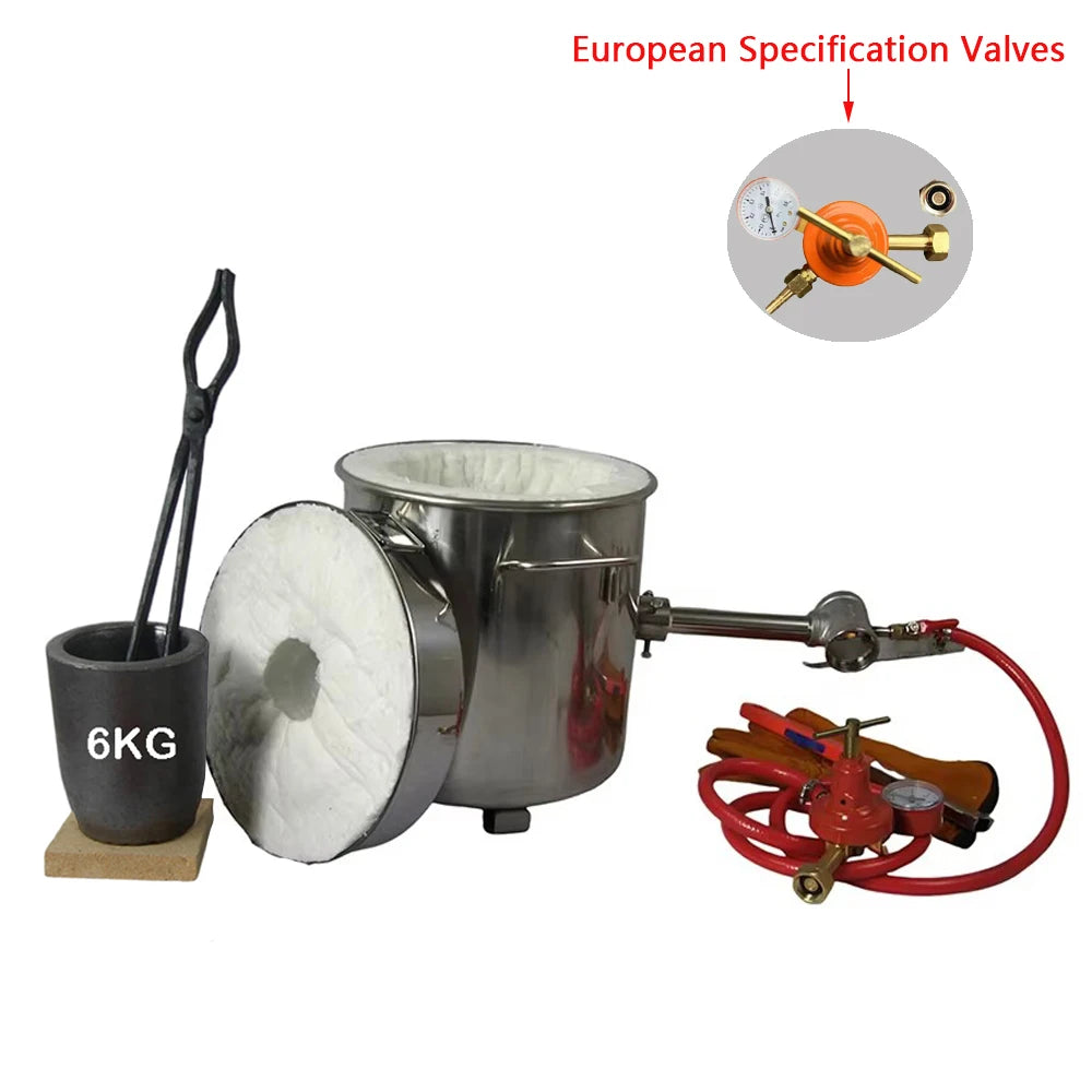 LSMIITTH 6 KG Gas Metal Melting Furnace Smelting Kit Propane Forge Casting Tool Foundry Refiner Smelter For Brass Gold Silver