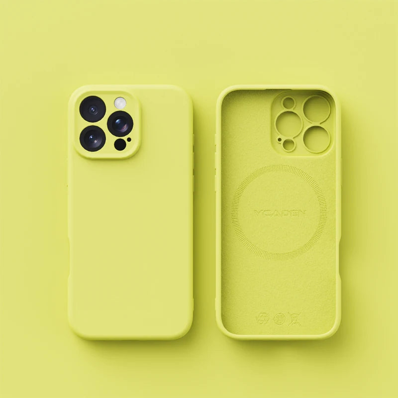 Magnetic iPhone 16 Case | Liquid Silicone Shock-Absorbing Cover YELLOW Tidesmit