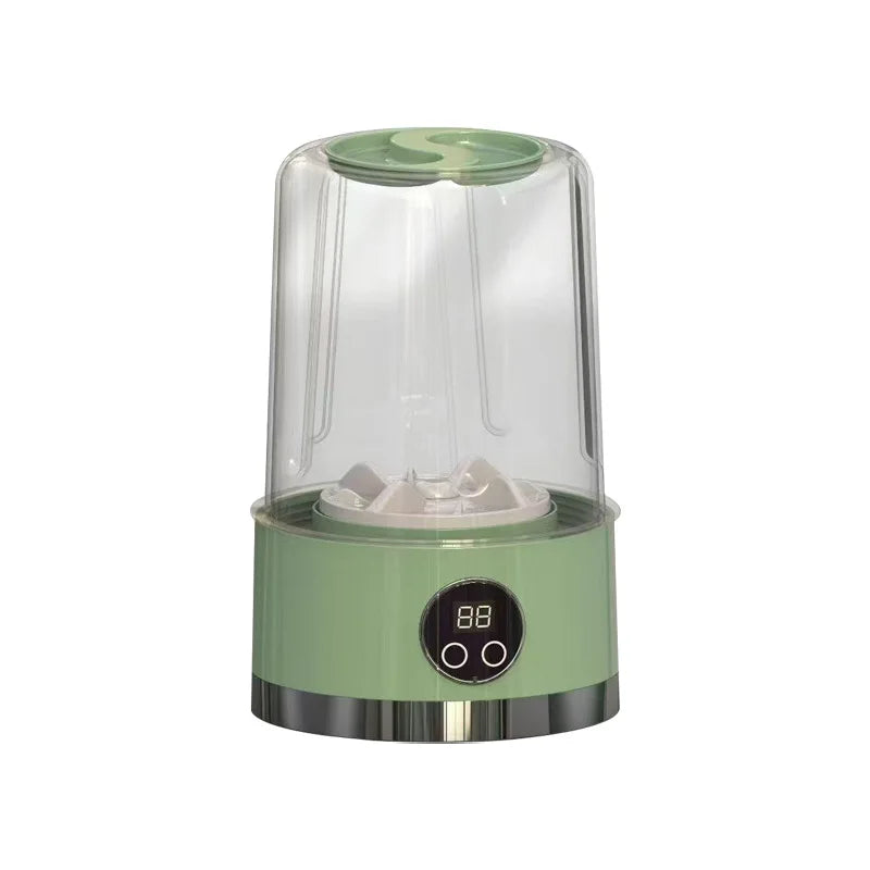 Tidesmit portable wireless mini washing bucket for travel laundry showing charging port and 2-speed time settings