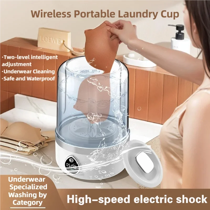 Tidesmit 1.5L mini portable wireless washing machine featuring LED laundry bucket for cleaning underwear and socks.