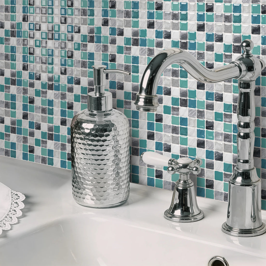 Mosaic tile stickers, removable self-adhesive wall decals, waterproof peel and stick backsplash, suitable for kitchen