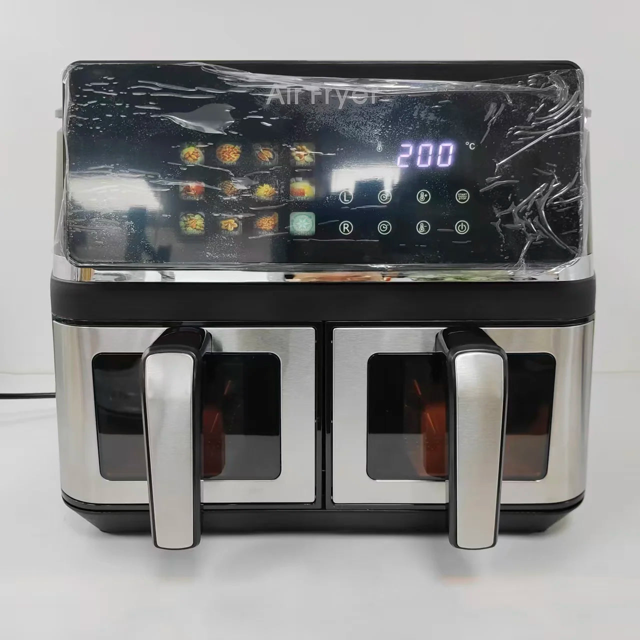 Commercial Digital Large-Capacity Touchscreen Display Stainless Steel Double Basket Smart Electric Square air Fryer Oven Home