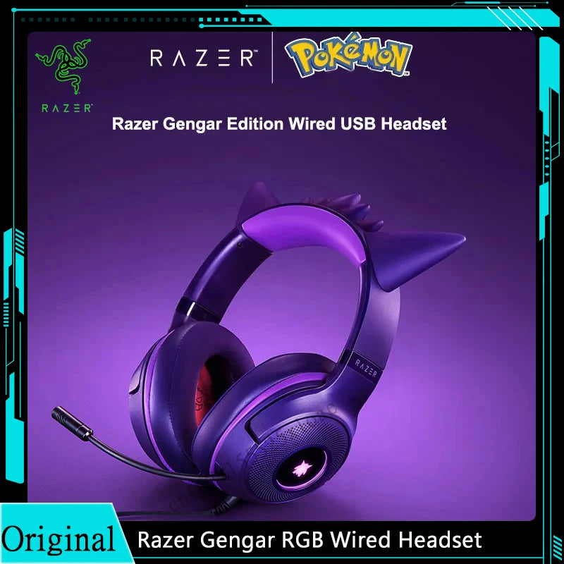 Razer Gengar Kraken Kitty V2 RGB Wired Gaming Headset - Gengar Purple Tidesmit