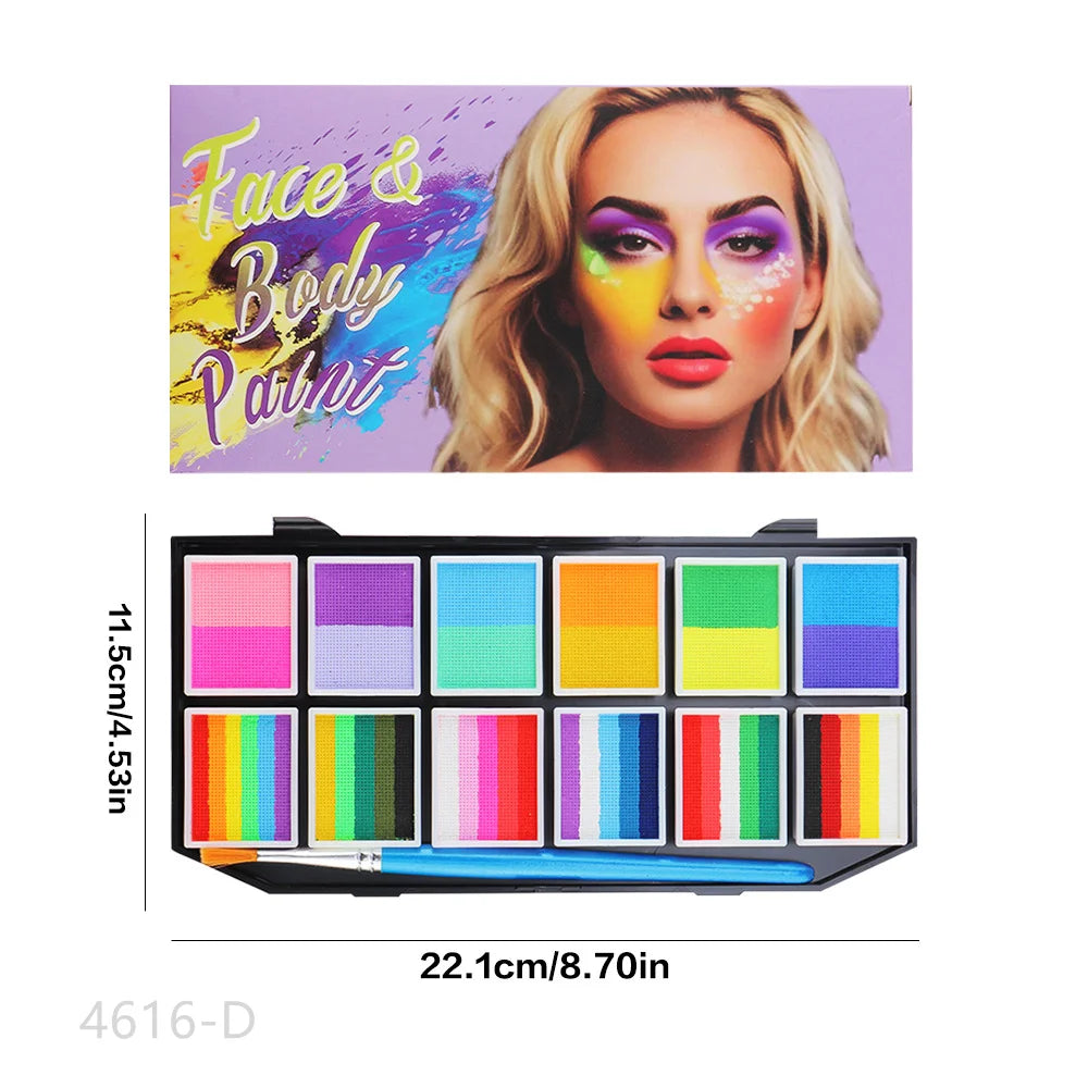 Tidesmit 12 color water-soluble face and body paint palette swatch for Halloween and cosplay makeup looks