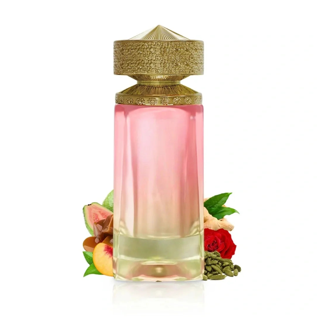 Paris Corner Eshal Vanilla EDP 3.4oz: Women's perfume in a gold-capped pink bottle with vanilla, rose, and fruit notes.