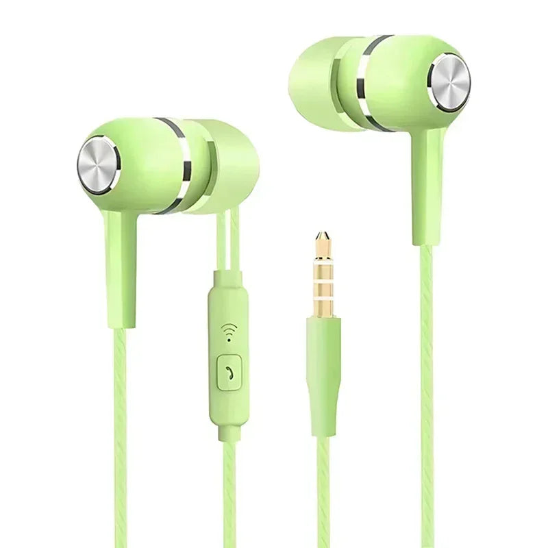 3.5mm Headphones Sports Wired Earphones HIFI Bass Wired Earbuds in-Ear Headset Game Subwoofer with Mic Handsfree Call For Phones Green China Mainland Tidesmit