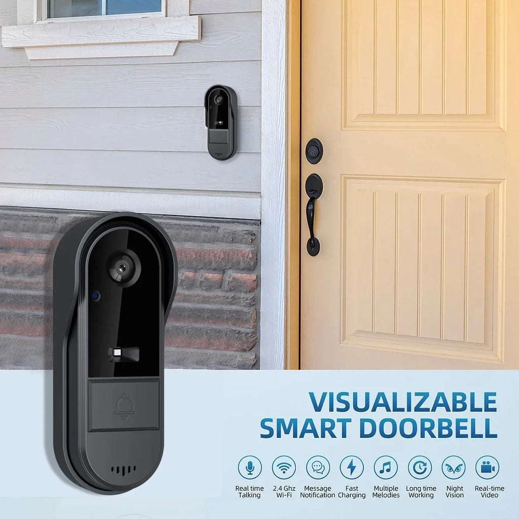 Tuya WiFi doorbell  2-way HD 1080P, microSD/cloud, waterproof, 1000mAh battery, long standby,Wireless Security Camera