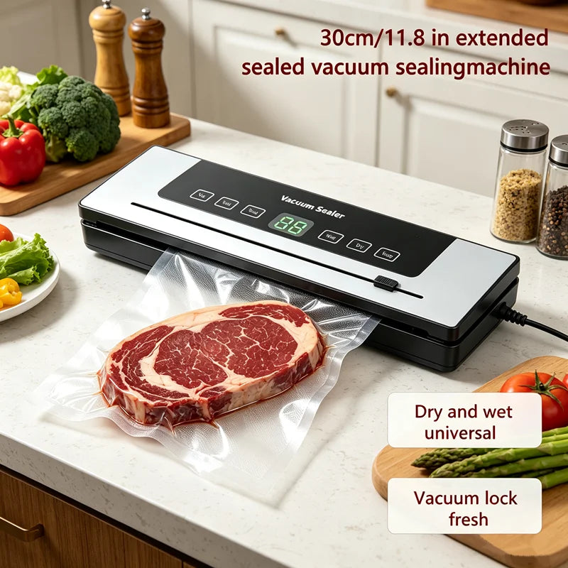 Electric Vacuum Sealing Machine Food Storage Sealing Touch Dry/Wet Built-in Cutter Kitchen Food Sealing Vacuum Packaging Machine