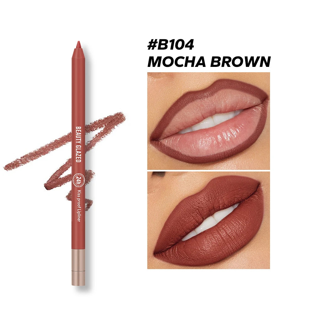 Mocha Brown waterproof matte lip liner pencil for long-lasting, smudge-proof lip contouring and definition.