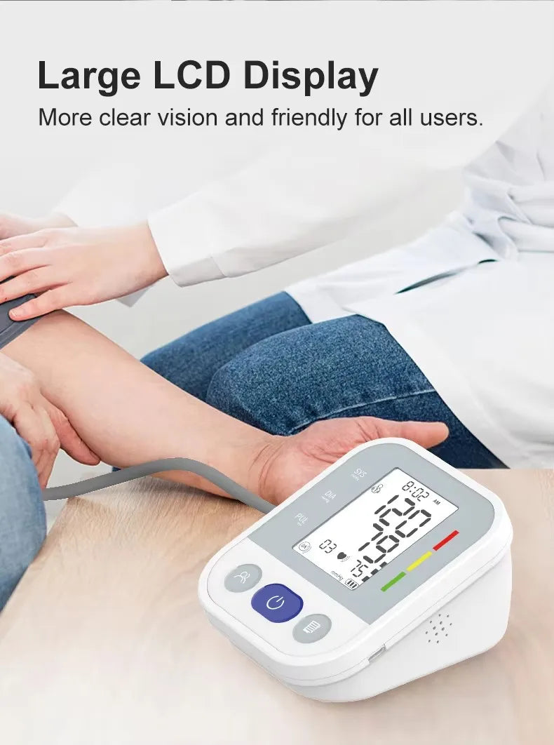 Automatic Upper Arm Blood Pressure Monitor Medical High Precision BP Tester Smart Digital Sphygmomanometer for Home Hospital