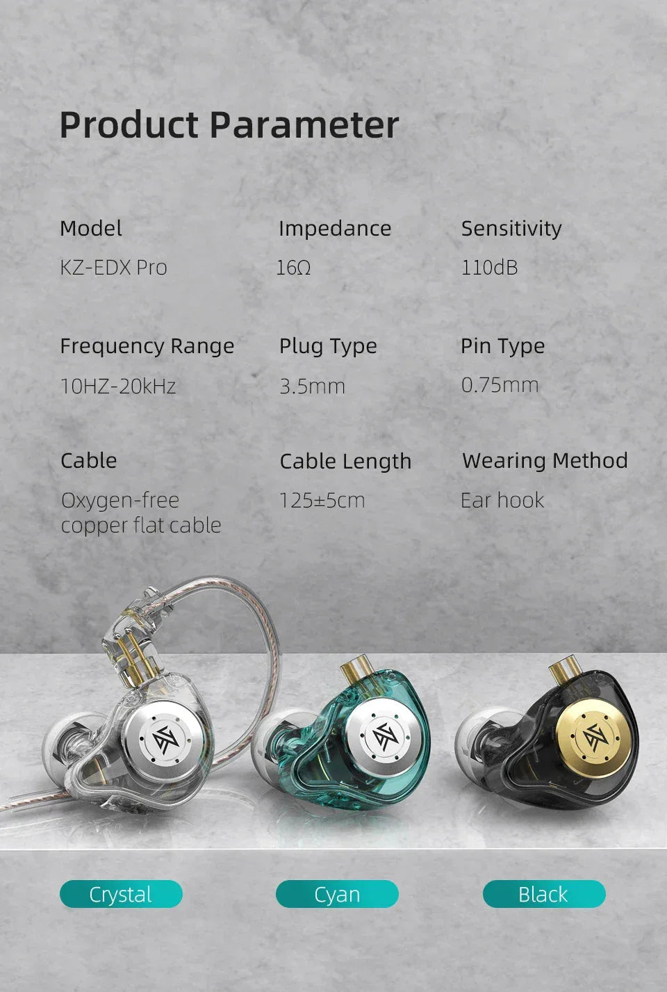 KZ EDX Pro In-Ear Monitors | Tidesmit HiFi Bass Wired Earbuds Tidesmit