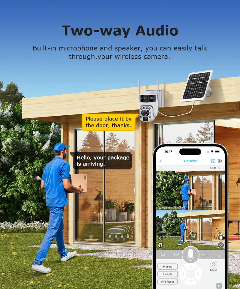 INQMEGA 12MP 60X Optical Zoom 4G/WiFi Solar Camera Dual Screen PTZ PIR Detection Auto Tracking CCTV Surveillance Cameras Ubox