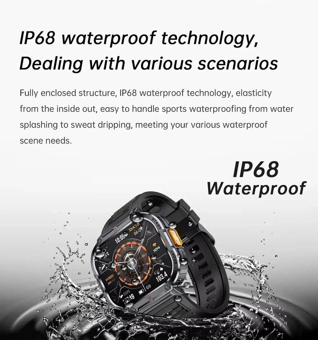 New Smart Watch Men LED Light Flashlight BT Call Music Player Sport Fitness Bracelet Calories Ultra Large Screen Smartwatch