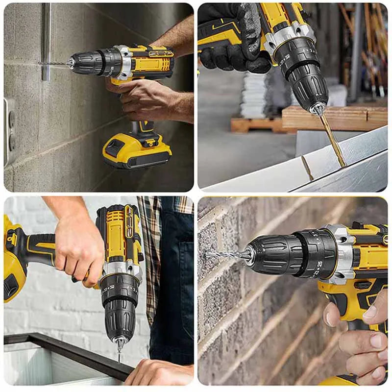 Cordless Impact Drill 1800RPM Electric Screwdriver & Hammer Drill 3-in-1 Mini Wireless Hand Drill, Rechargeable Power Tool for Household Installation and Repair