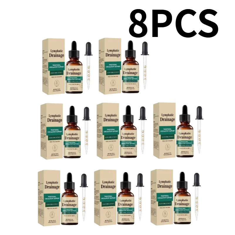 Tidesmit 8pcs Natural Herbal Lymphatic Drainage Drops: Fast-absorb detox liquid supplement to relieve swelling.
