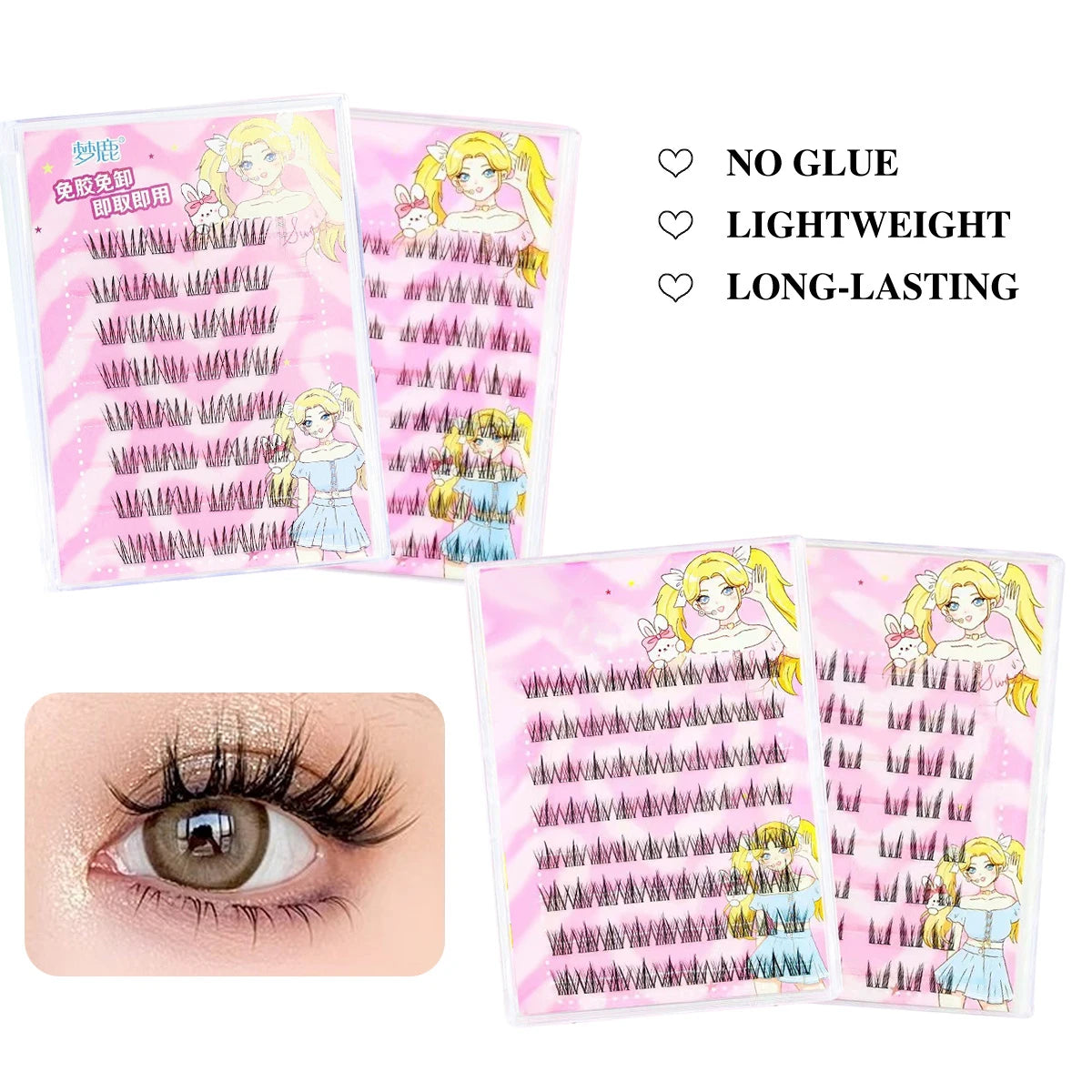 Self Adhesive Eyelashes Clusters No Glue Reusable C Curl Tidesmit Tidesmit