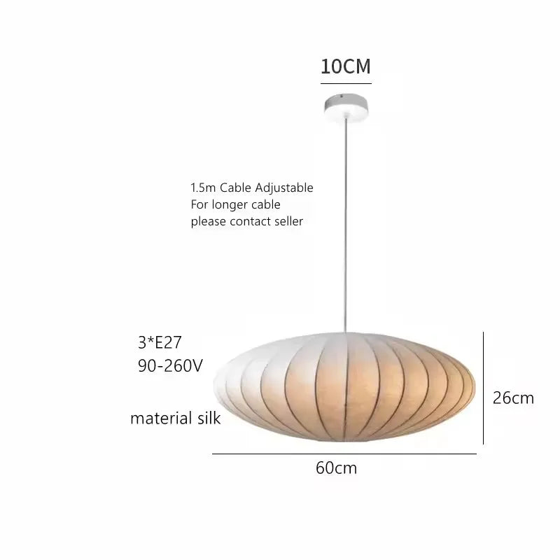 Wabi-Sabi Silk Pendant Lamp | Handmade Japanese Minimalist Lighting D60cm Silk lamp body|China Mainland Tidesmit