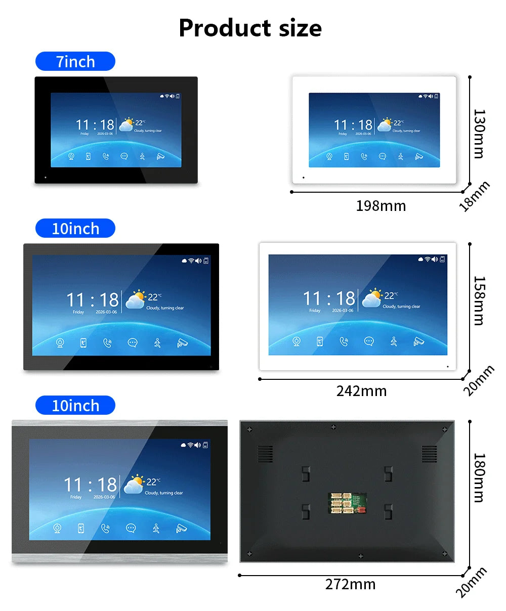 NEW TUYA 7/10 Inch WiFi 1080P Four Wire System Video Intercom Smart Home APP Wireless Video DoorPhone RFID Access Control System