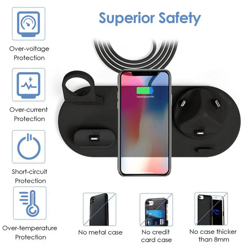 Wireless Charger for iPhone 17-12 & AirPods, Qi Certified Multi-Device Pad Tidesmit