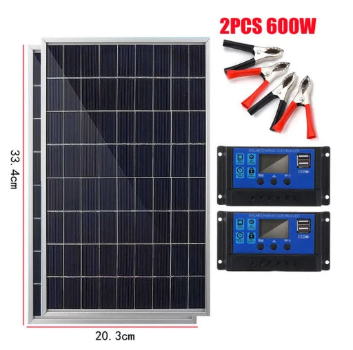 300W500W Solar Panel Kit Complete12V Polycrystalline USB Power Portable Outdoor Rechargeable Solar Cell Solar Generator for Home