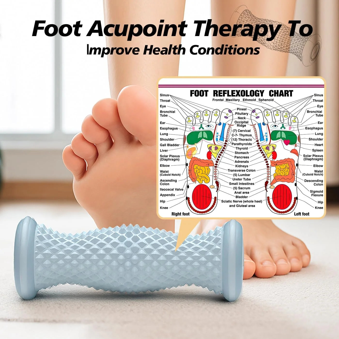 Foot Massager Roller for Plantar Fasciitis Relief - Portable Blue Tidesmit Back Massage Instrument Tidesmit