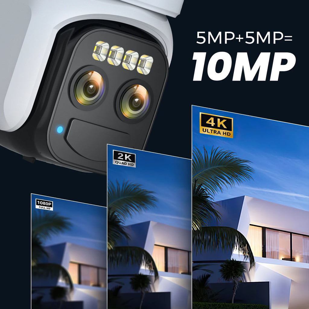 10MP Outdoors Solar Camera 5K PTZ IP 5G Wifi Camera Built in 7500Mah Battery Human Ai Auto Detect Tracking Surveillance Camera