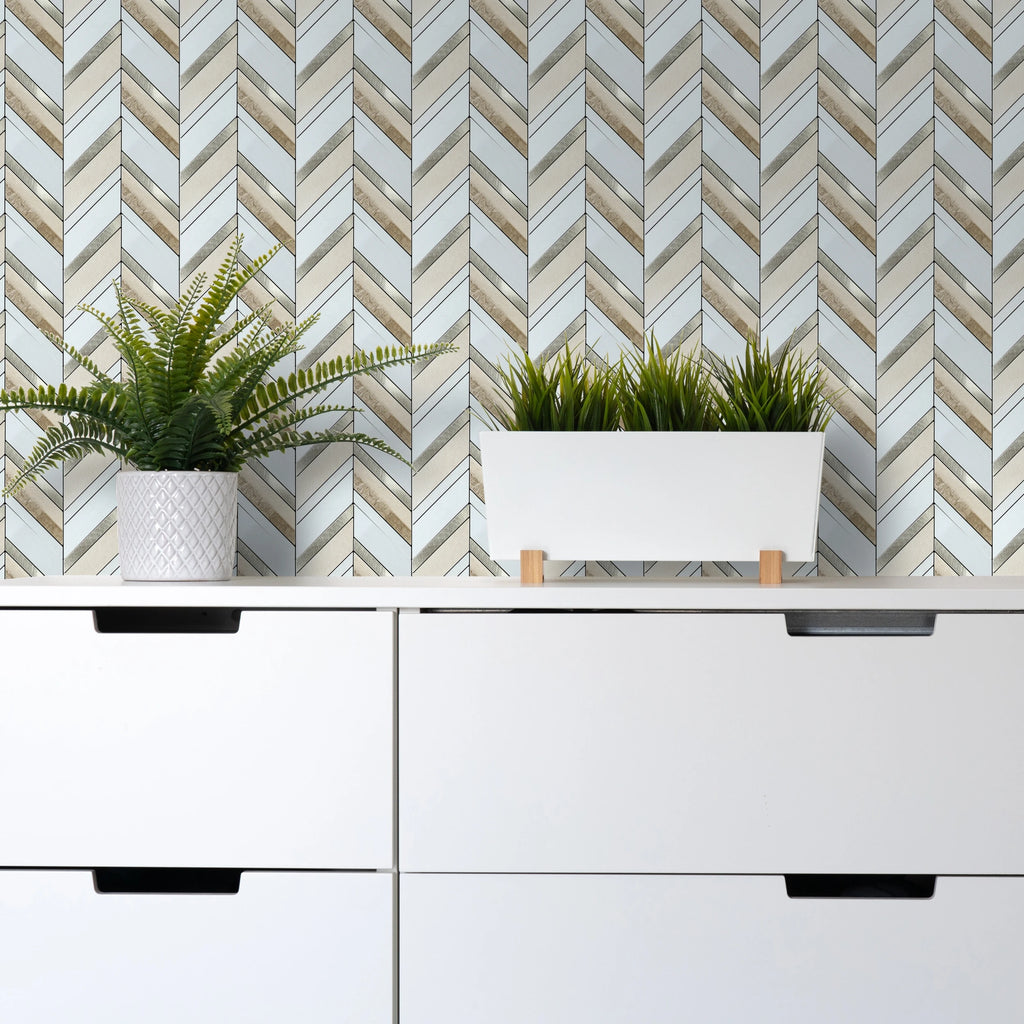 Herringbone Peel and Stick Backsplash, Faux Stone PVC Self Adhesive Marble Tiles for Kitchen Bathroom