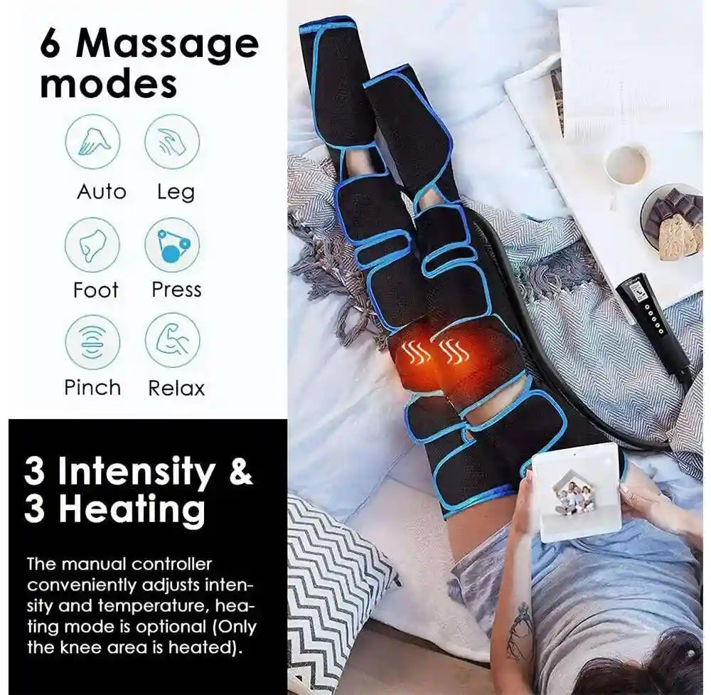 Leg Air Compression Massager With Heat - Portable Relaxation Therapy Relaxation Treatment Tidesmit