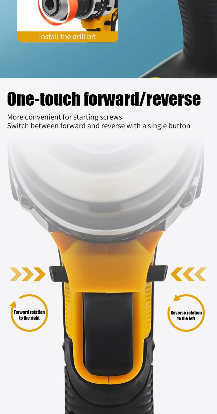 Mamidw 25+3 Multi-speed Torque Adjustment Brushless Electric Drill, Ergonomic Design, Durable Build, Compact Design, Sturdy Construction, Powerful Cordless Screwdriver (Tool Only) for DEWALT 20V Battery PIN Power Tool