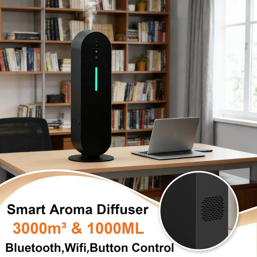 NAMSTE 1000ml waterless scent machine diffuser with Bluetooth and WiFi for large 3000m³ area coverage on office desk.