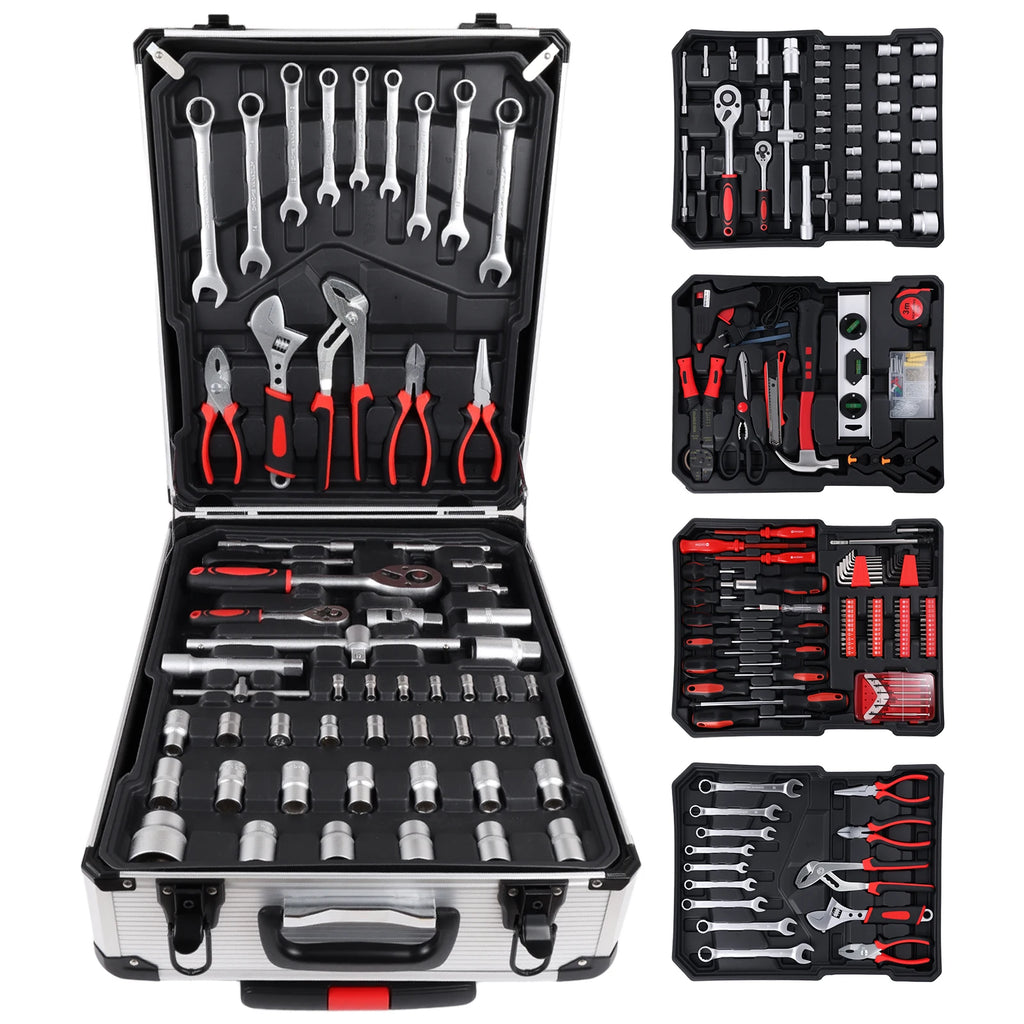 Podofo 399pcs Hand Tool Box Portable Tool Cart Keyed Locking System Toolbox Garage Tool Auto Home Repair Tool Kit with Wheels
