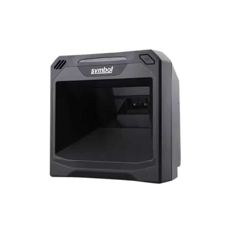 Front-facing gray 2D barcode laser scanner with front window and side housing