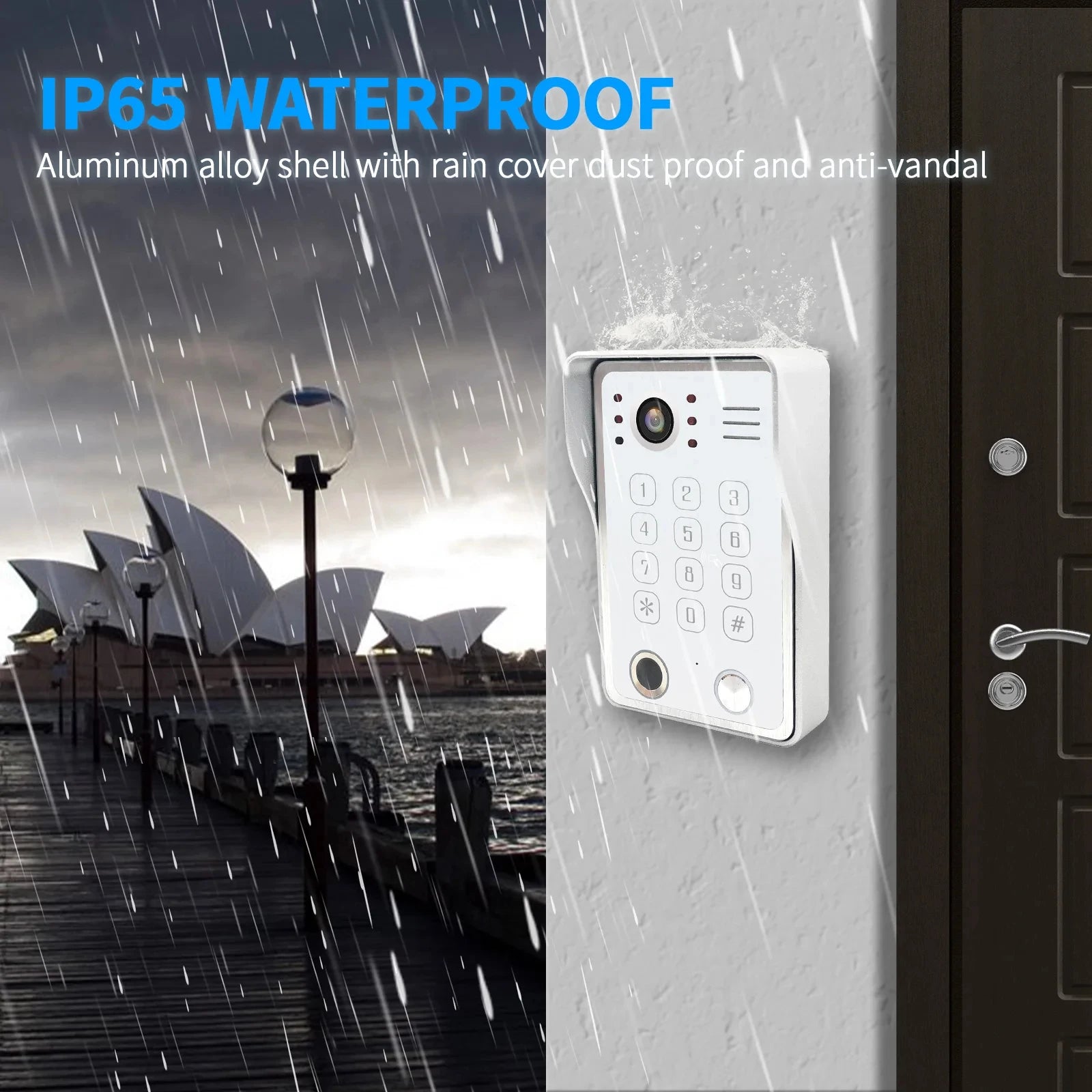 ANJIELO Fingerprint IC Card Password 3in1 Unlock Doorbell Video Intercom for Home 1080P 148° Wide View  4-wired System