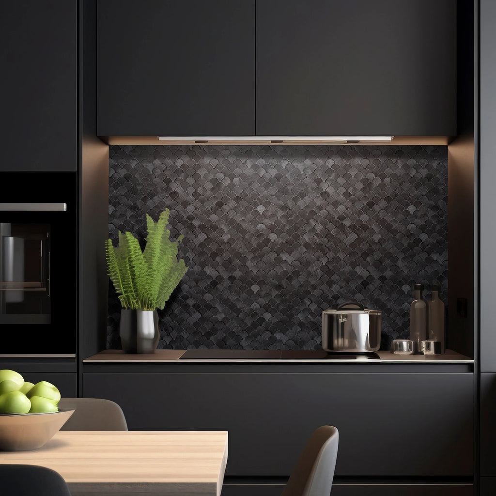 3D Fan-Shaped Peel and Stick Backsplash Self Adhesive Wall Tiles Kitchen Decor Stick on Tiles Backsplash