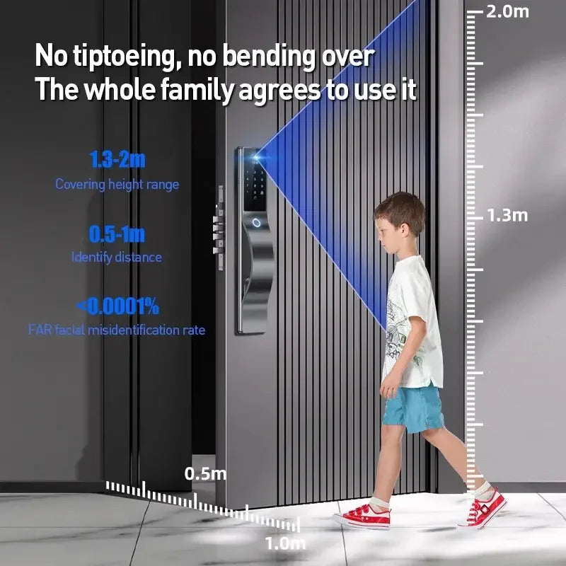 Wi-Fi Smart Lock 3D Face Recognition Digital Door Lock With Automatic Electronic Fingerprint Biometric Network Camera