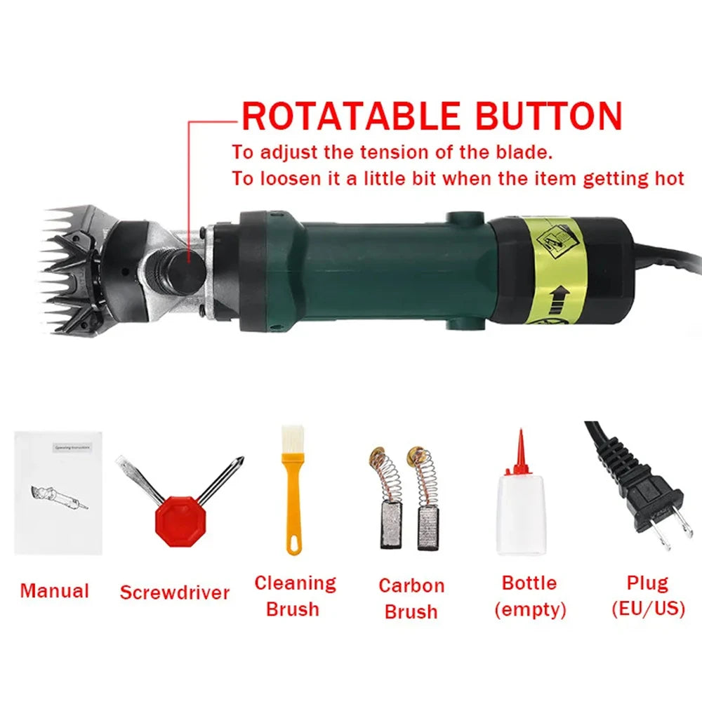 2000W electric sheep hair clipper set with 13-teeth blade and 6-speed settings for efficient goat and animal shearing.