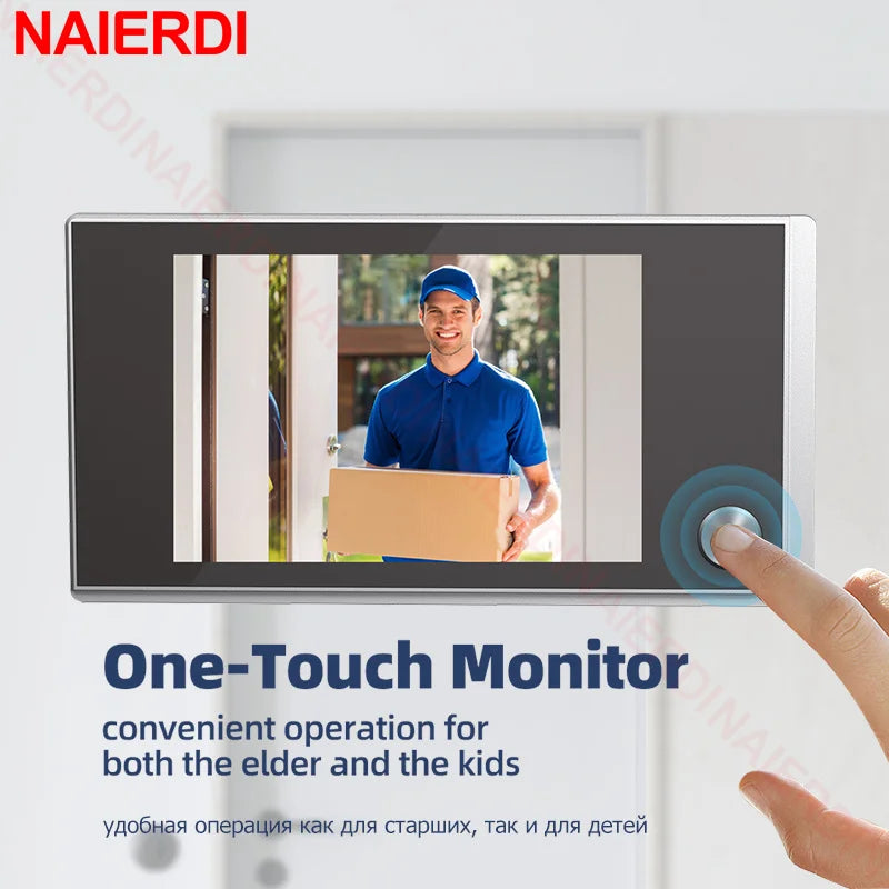 NAIERDI 3.5" Digital Door Peephole Camera Electronic Door Viewer Bell 120 Degree Wide Angle HD Screen Home Security System Hardware