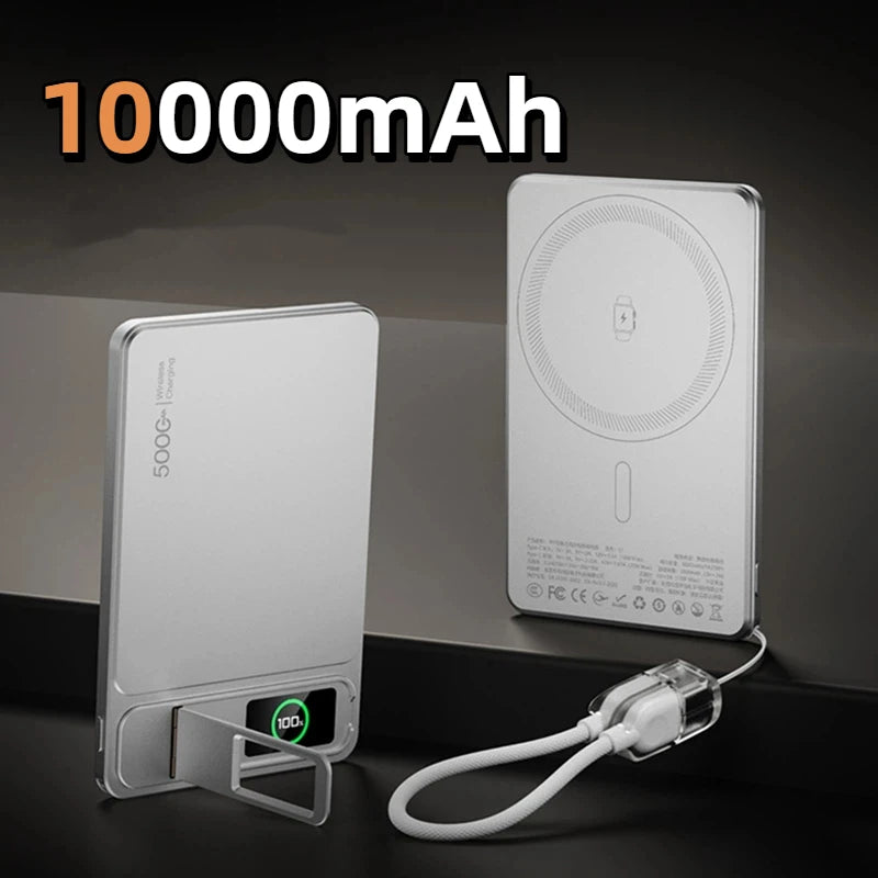Magnetic Wireless Power Bank 10000mAh with 20W PD Fast Charging Silver 10000mAh Tidesmit