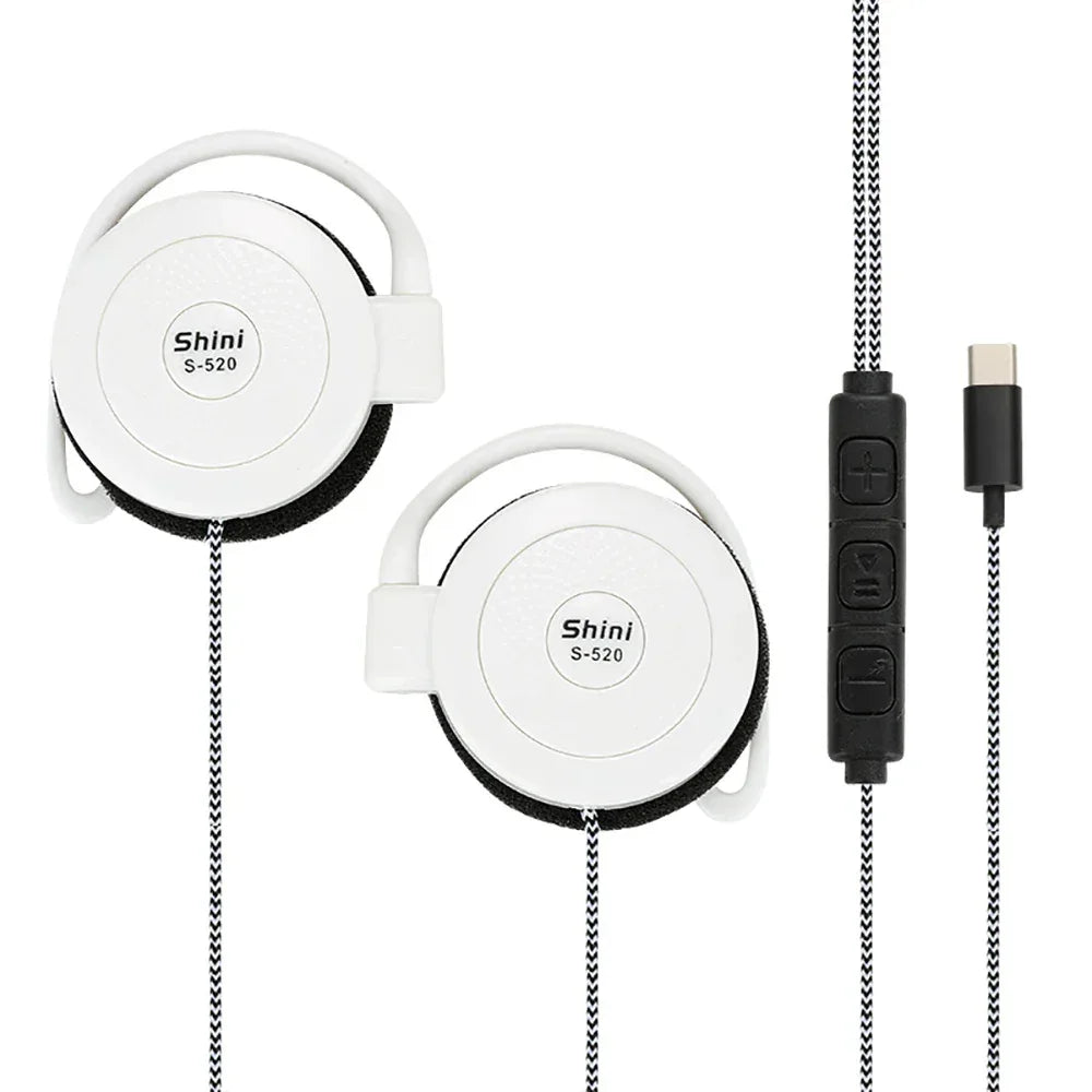 Wired Sports Earphones - Secure Ear Hook Stereo Sound by Tidesmit WHITE Tidesmit