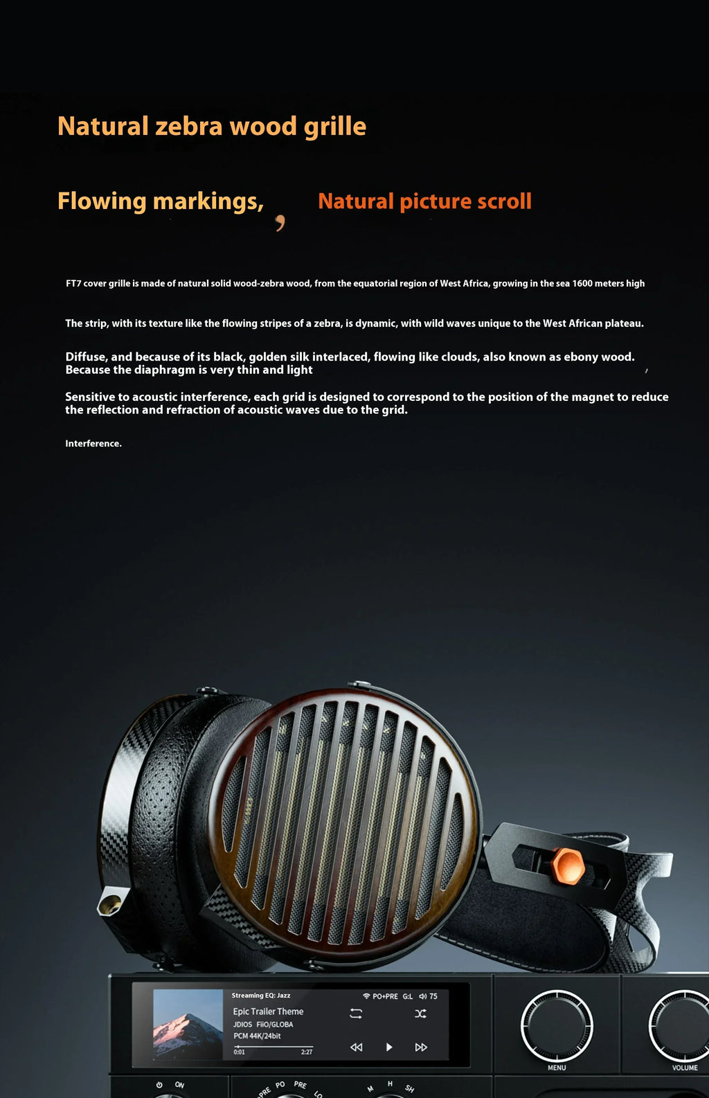 FiiO FT7 Open-Back Planar Headphones | 106mm Carbon Diaphragm | Tidesmit Tidesmit