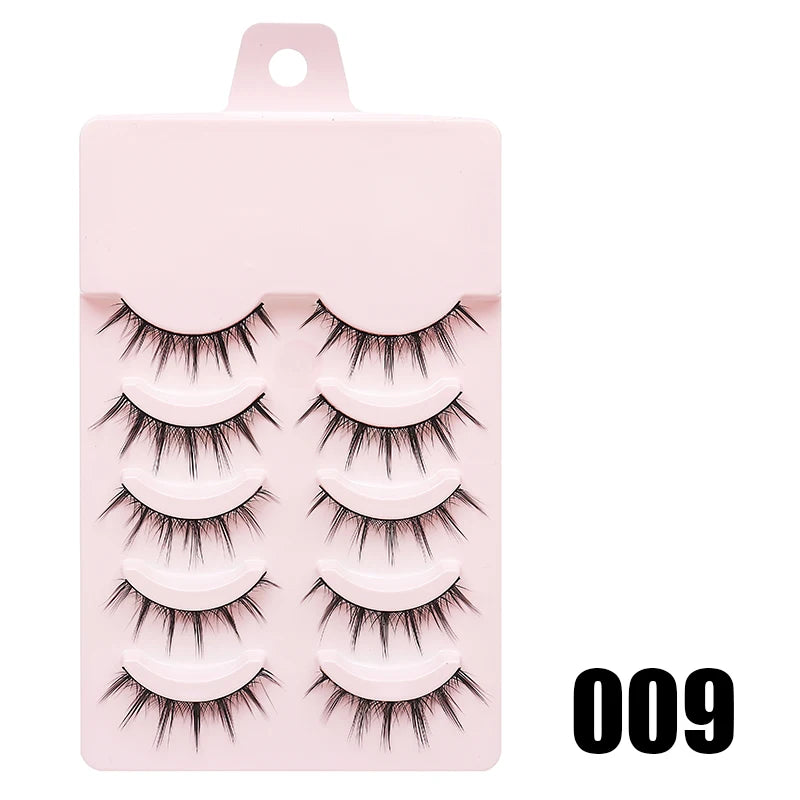 Anime Manga False Eyelashes - Natural Wispy Faux Lashes - 5 Pairs Set False Eyelashes 009 Tidesmit