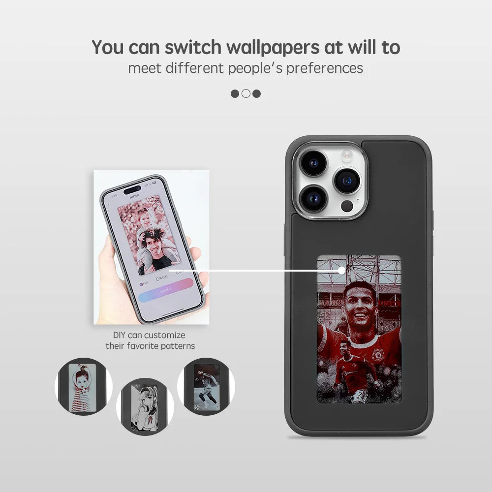 NFC Ink Screen Phone Case for iPhone 15 Pro Max - Slim Shock-Absorbing Cover Tidesmit